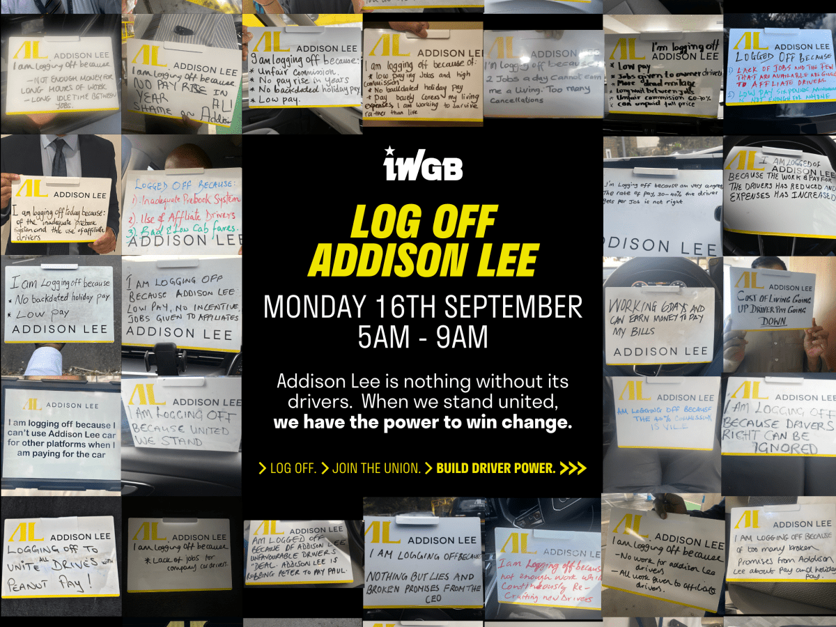 Addison Lee drivers protest pay and conditions with mass log&nbsp;off